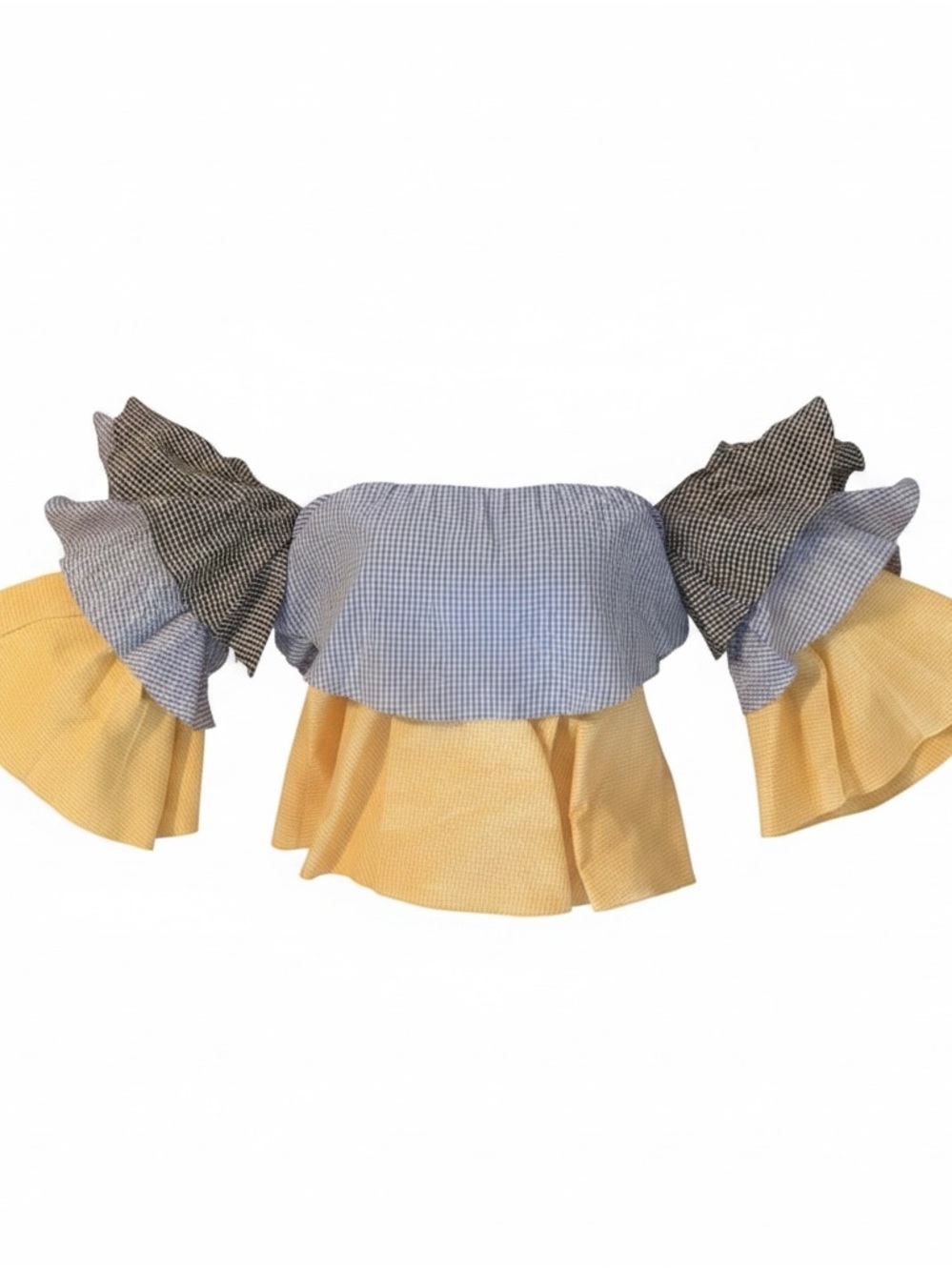 StyleKeepers The Virgo Ruffled Off-the-Shoulder Top | NWT | Med| Multi Gingham